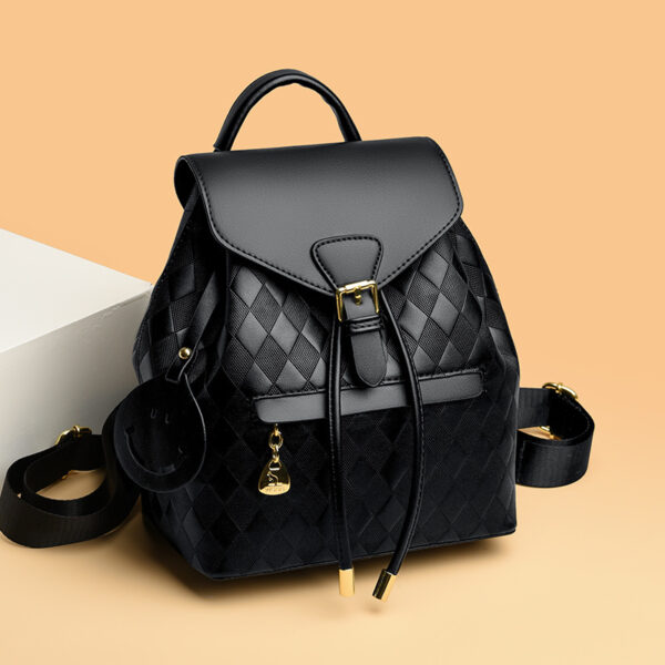 Elegant retro-style contrast color handbag with PU leather flap and houndstooth print, perfect for travel and casual use.