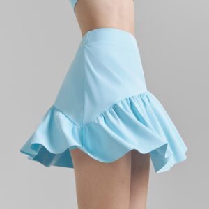 Women’s pleated fitness yoga skirt with a ruffle hem, perfect for sports, tennis, and gym workouts.