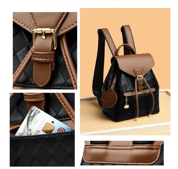 Elegant retro-style contrast color handbag with PU leather flap and houndstooth print, perfect for travel and casual use.
