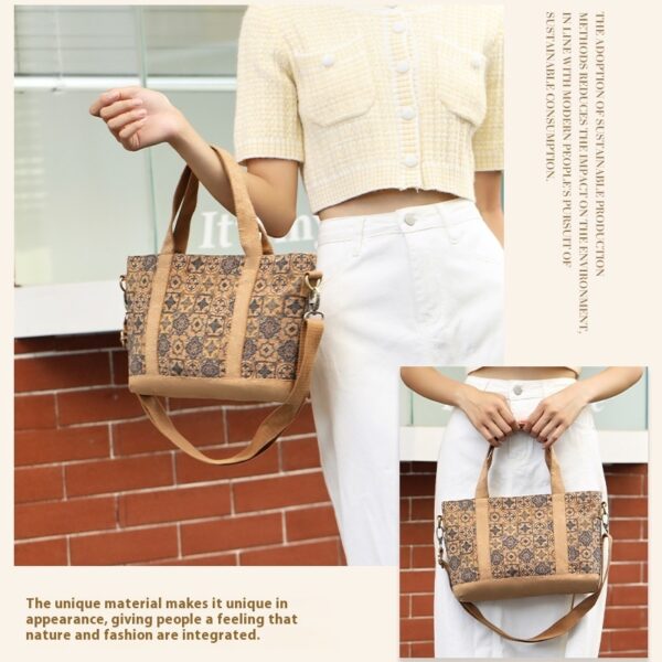 Sustainable cork crossbody bag with an idyllic floral design, featuring an adjustable strap and eco-friendly materials.