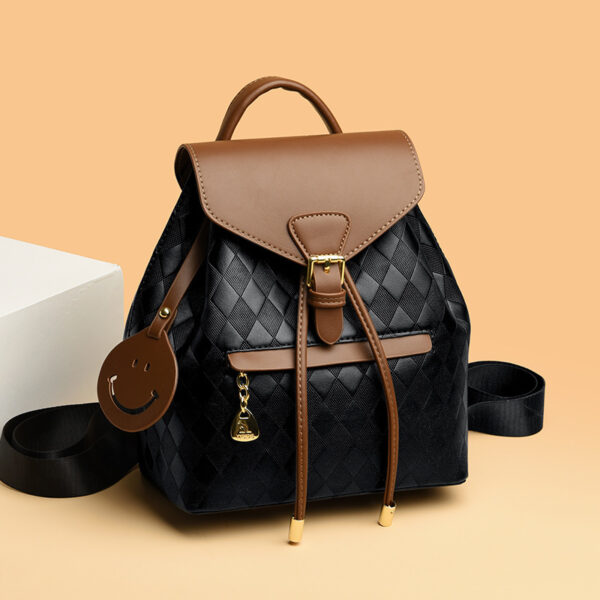 Elegant retro-style contrast color handbag with PU leather flap and houndstooth print, perfect for travel and casual use.